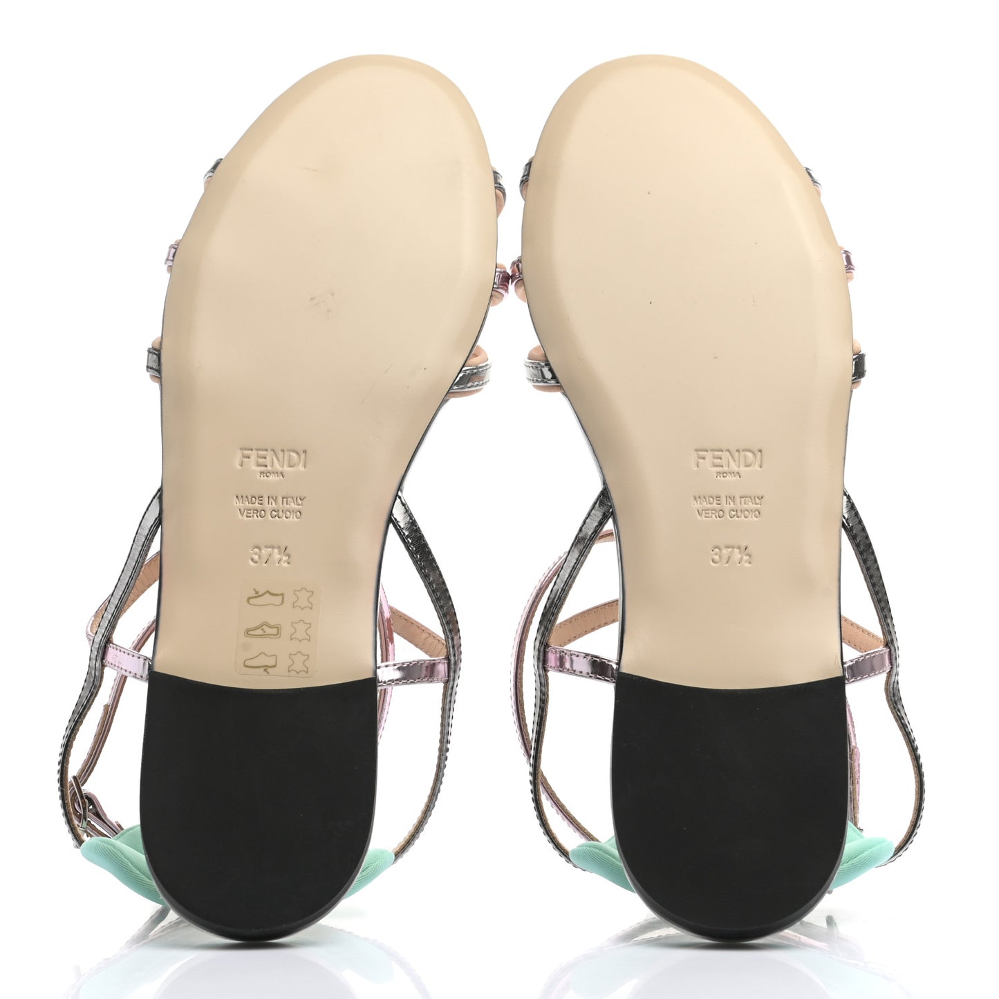 Metallic Colibri Strappy Flat Sandals 37.5 Grey Pink