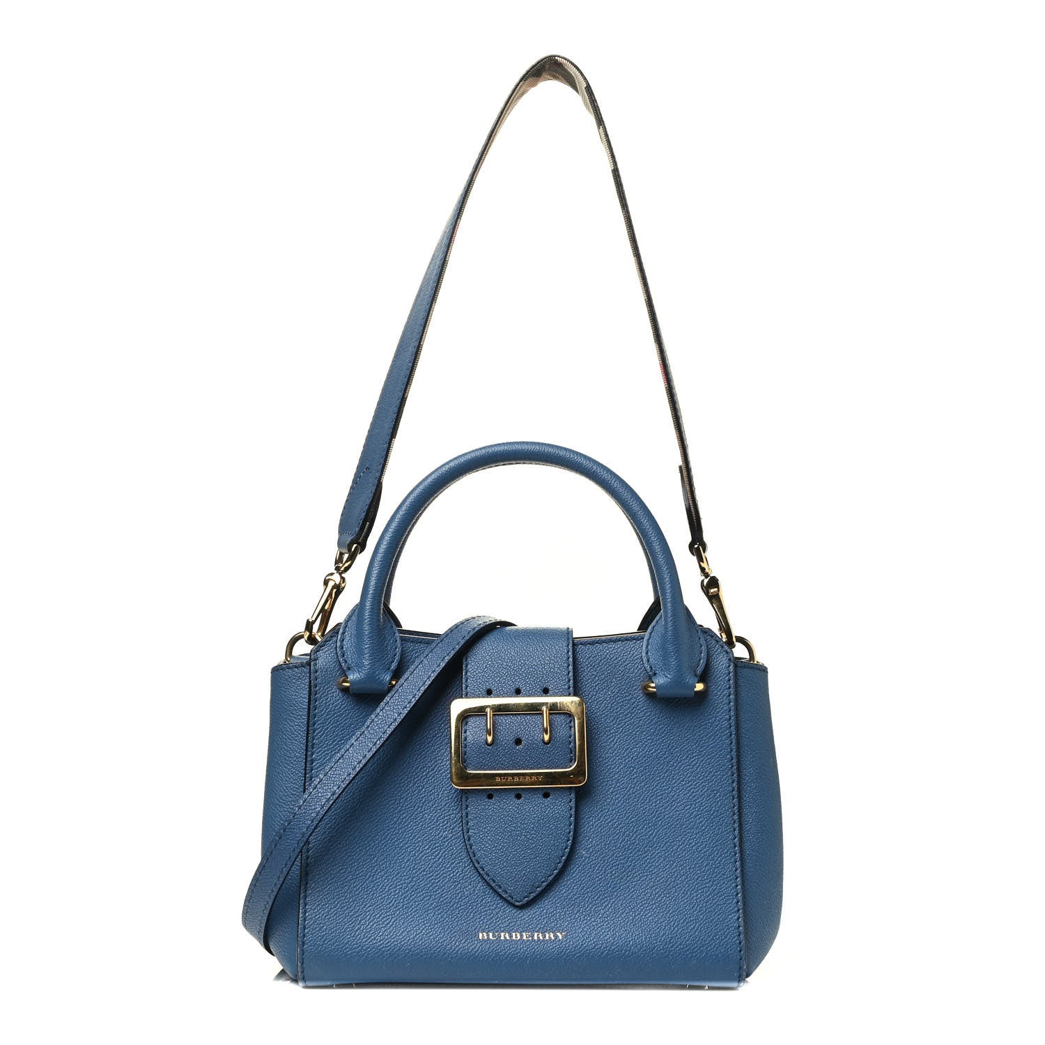 Burberry Soft Grain Calfskin Small Buckle Tote Steel Blue 1 of 4