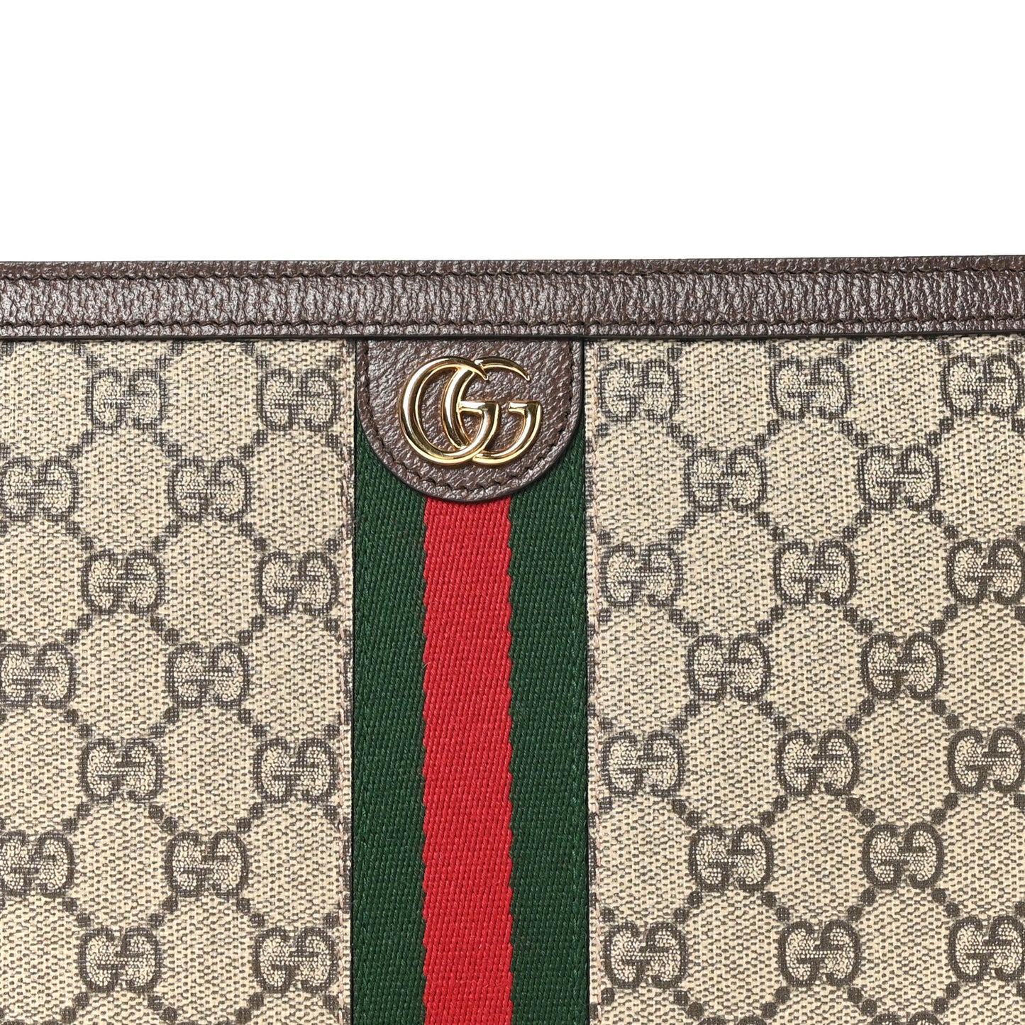 GG Supreme Monogram Web Ophidia Pouch Brown