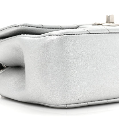 Chanel Metallic Lambskin Chevron Quilted Mini Rectangular Flap Silver 9 of 9
