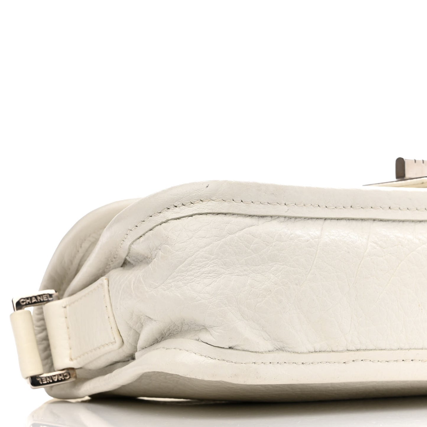 Calfskin Mademoiselle Flap Shoulder Bag White