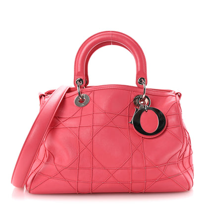 Christian Dior Lambskin Cannage Granville Polochon Coral 1 of 9