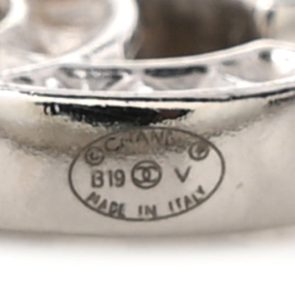 Chanel Baguette Crystal CC Earrings Silver Grey 4 of 5