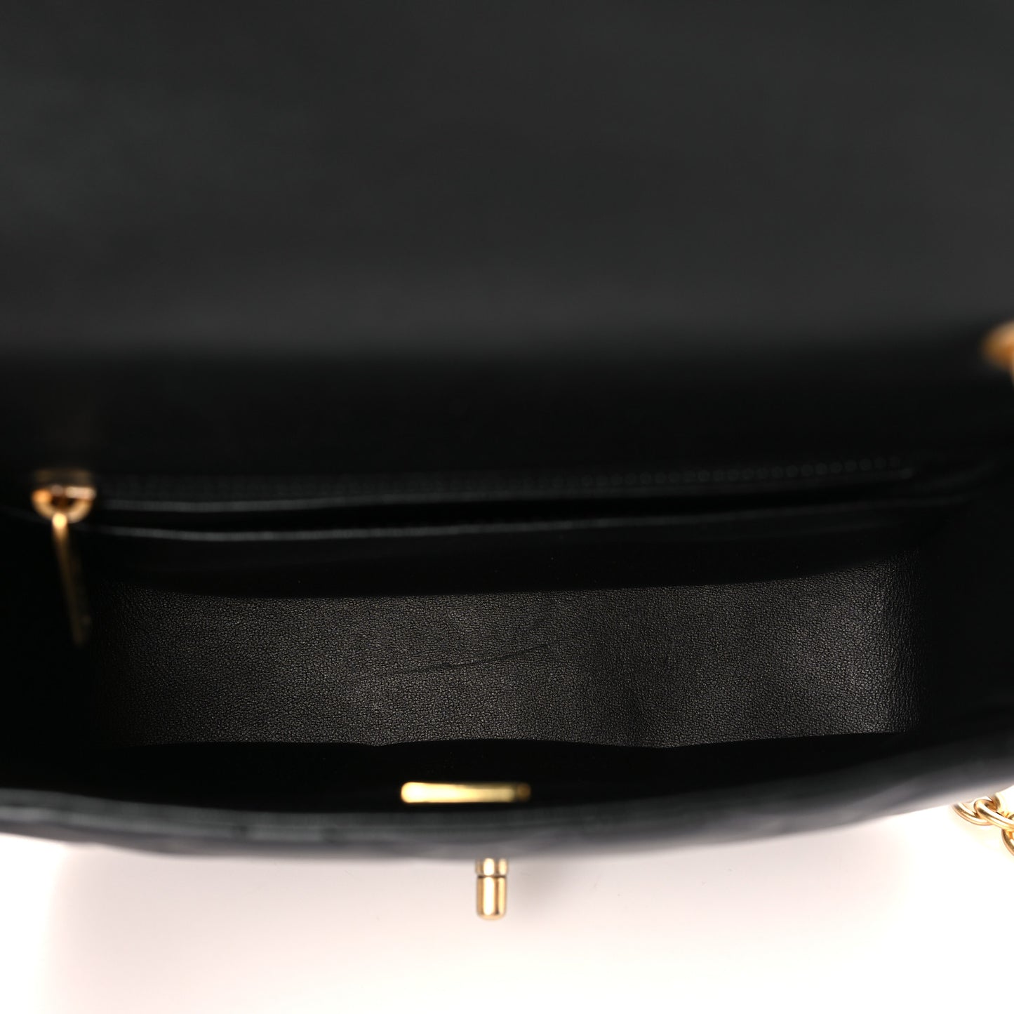 Lambskin Enamel Pearl Quilted Mini Charm Me Square Flap Black