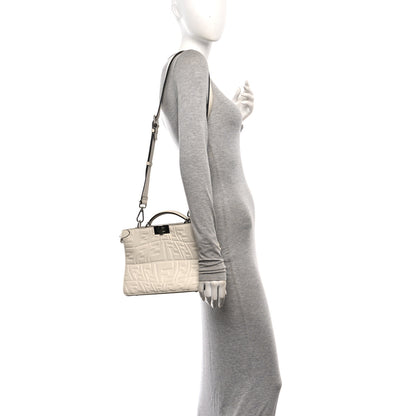 Fendi X SARAH COLEMAN Nappa FF Fish Eye Embossed Mini Peekaboo I SEE U Satchel White Ice 2 of 12
