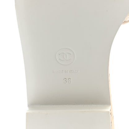 Chanel Tweed Cork CC Chain Mule Sandal 38 White 8 of 8