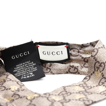Gucci Silk Twill GG Monogram GG Bee Neck Bow Scarf Black Red 2 of 4