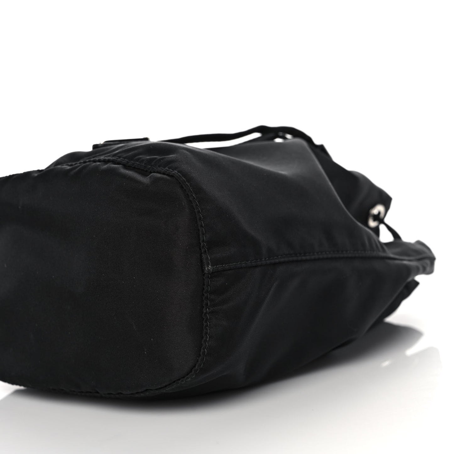 Saffiano Tessuto Nylon Vela Bucket Wristlet Black