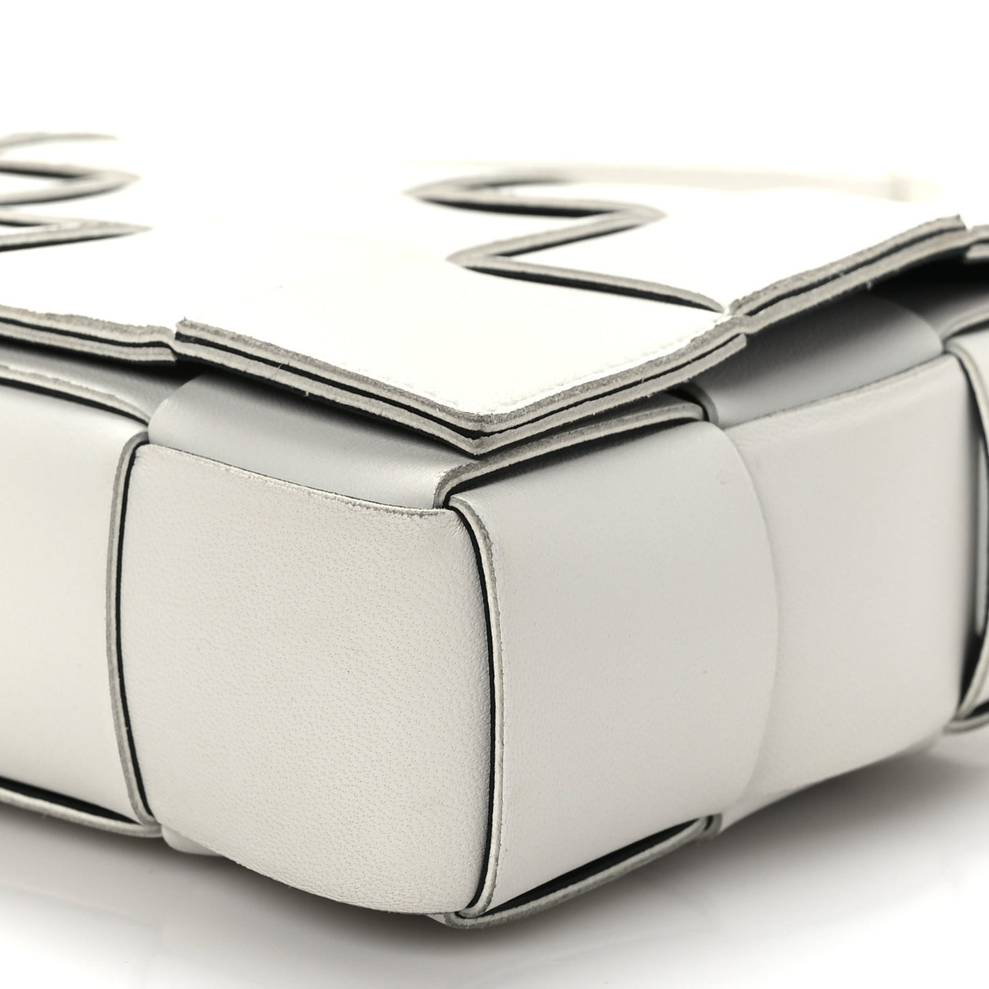 Lambskin Maxi Intrecciato Cassette Crossbody Bag White