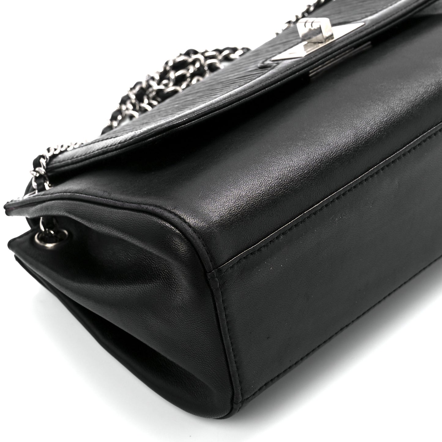 Lambskin Vertical Quilted Accordion Reissue Flap Black