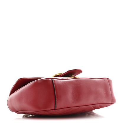 Gucci Calfskin Matelasse Mini GG Marmont Shoulder Bag Hibiscus Red 4 of 10