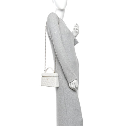 Chanel Caviar Quilted Top Handle Slim Vanity With Chain White 2 of 11