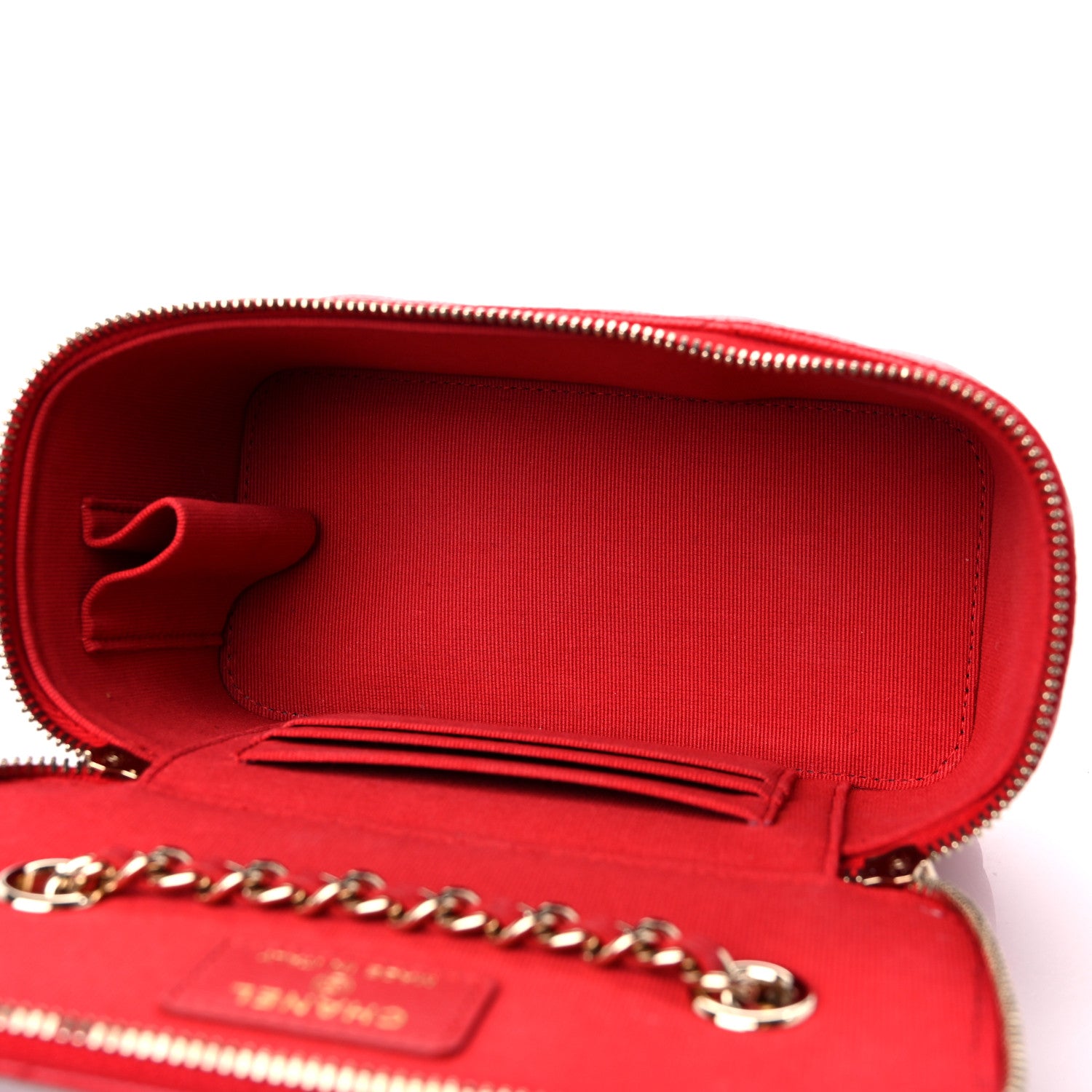 Chanel Caviar Quilted Small Vanity Case With Chain Red 5 of 9