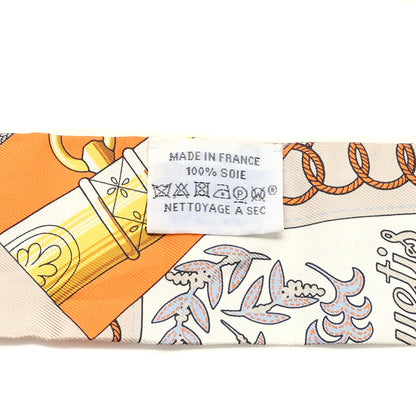 Hermes Silk Cliquetis Twilly Orange White Gold 3 of 4