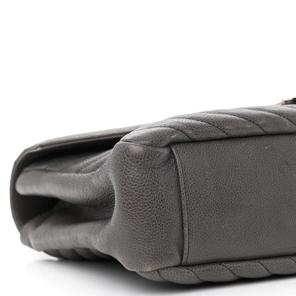 Saint Laurent Sheepskin Matelasse Chevron Monogram Large College Satchel Dark Anthracite 9 of 14