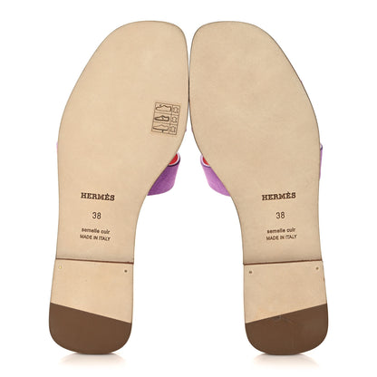 Hermes Suede Goatskin Oran Sandals 38 Violet Parme 5 of 9
