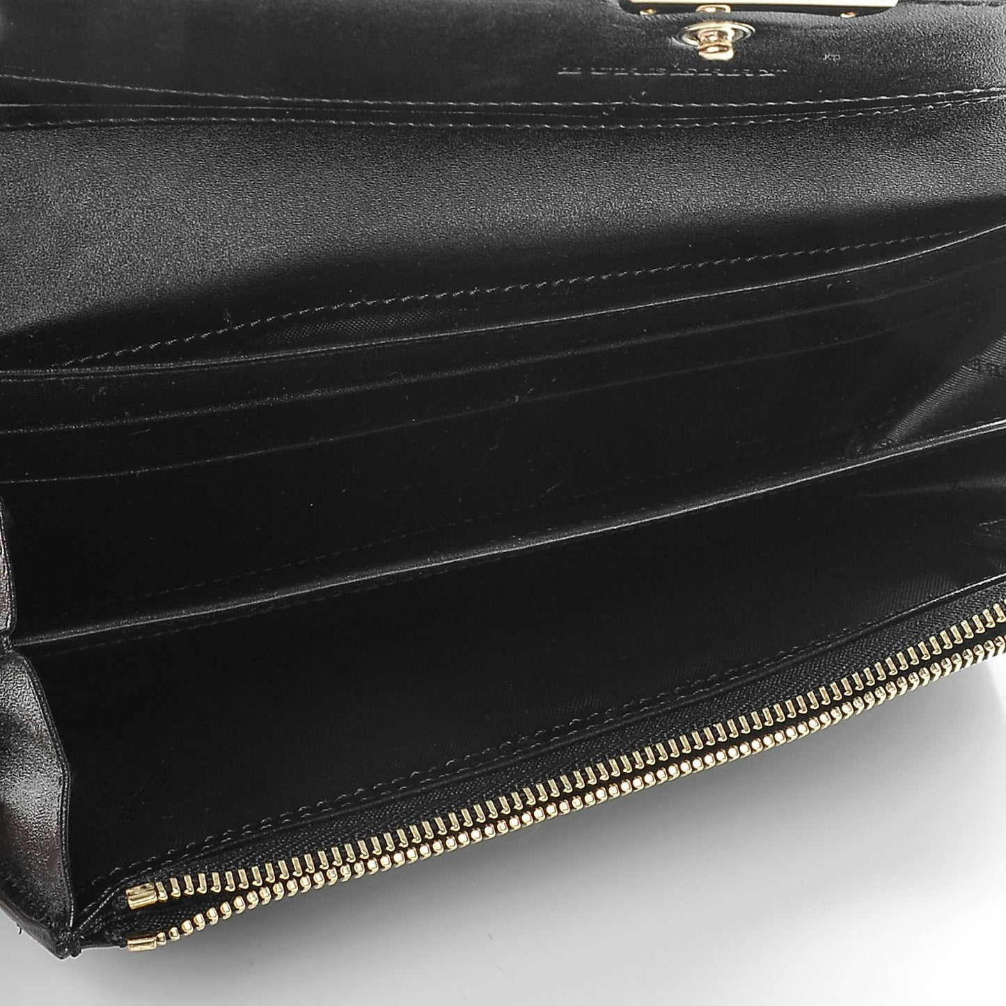 Signature Grain Calfskin Check Embossed Continental Wallet Black