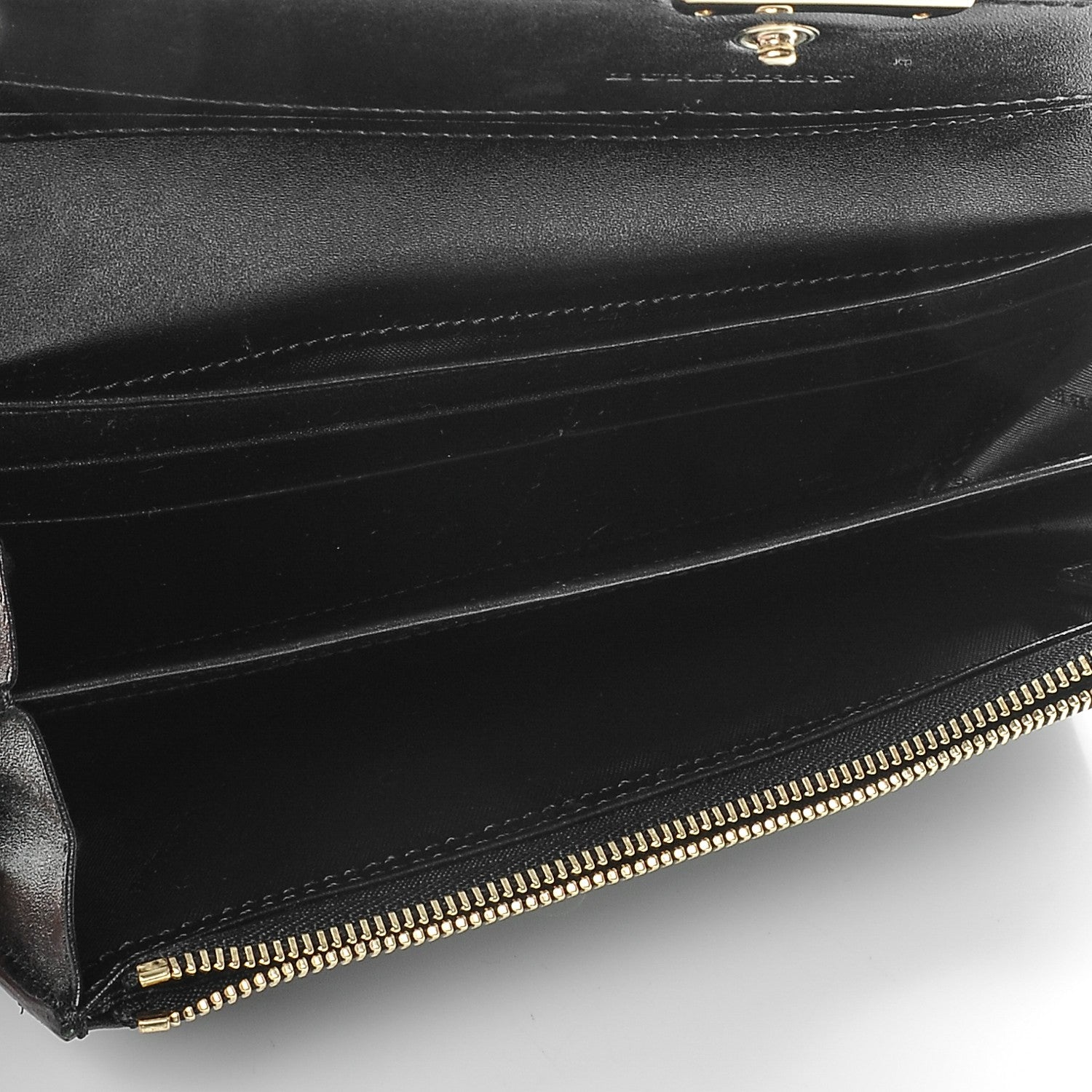 Burberry Signature Grain Calfskin Check Embossed Continental Wallet Black 5 of 8