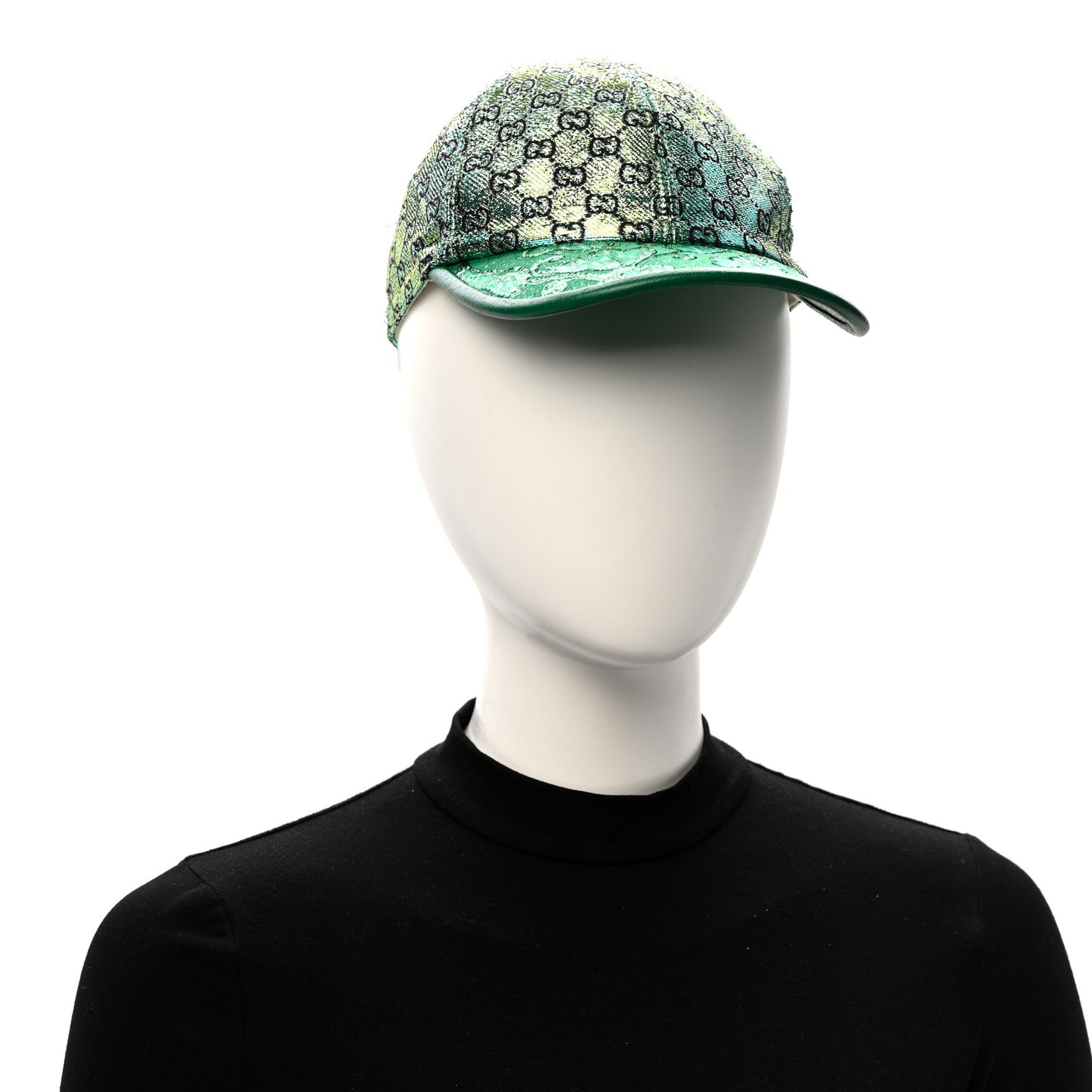 Silk Blend Jacquard Monogram Santa Barbara Baseball Hat S  Green Black Radiant