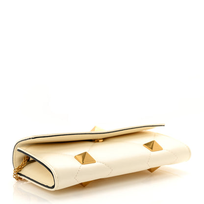 Valentino Garavani Nappa Roman Stud Wallet on Chain Ivory 4 of 9