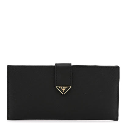 Prada Saffiano Calfskin Large Triangle Continental Wallet Black 1 of 6