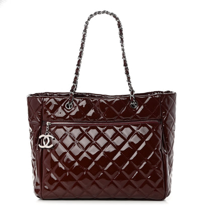 Chanel Patent Quilted Large Chic and Glitter Tote Dark Red 1 of 11