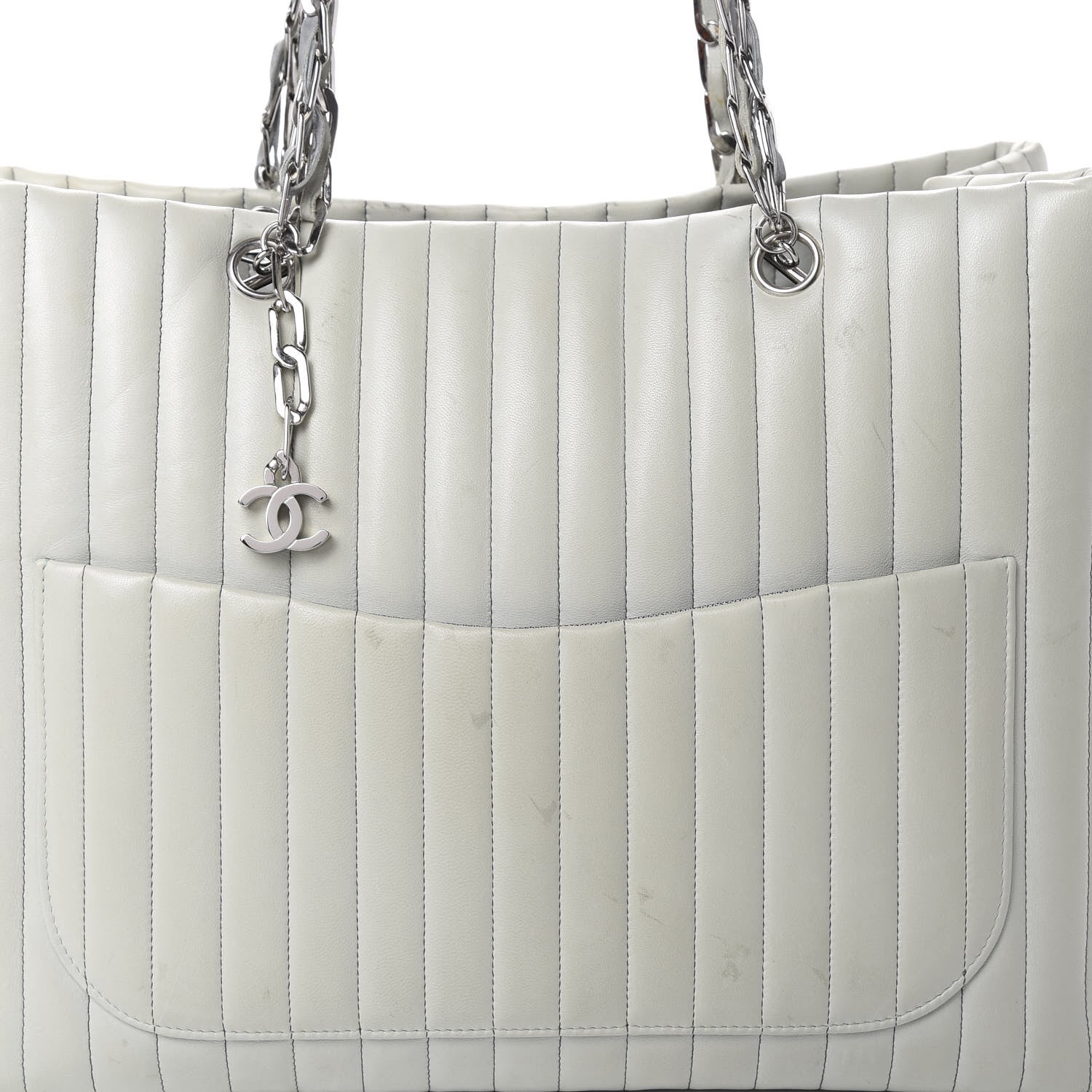Chanel Lambskin Vertical Quilted Large Mademoiselle Tote Light Green 7 of 19