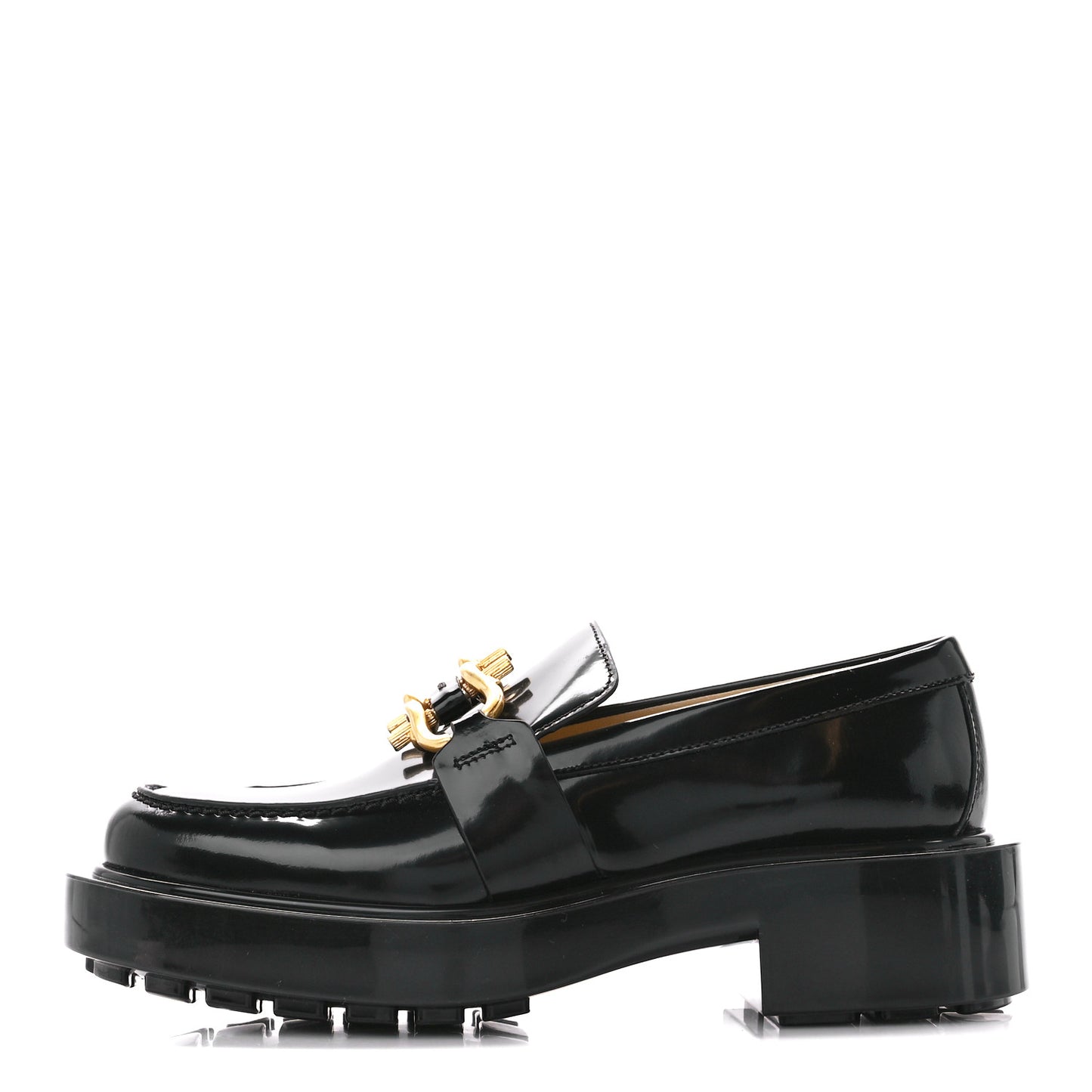 Glossy Calfskin Monsieur Loafers 36 Black