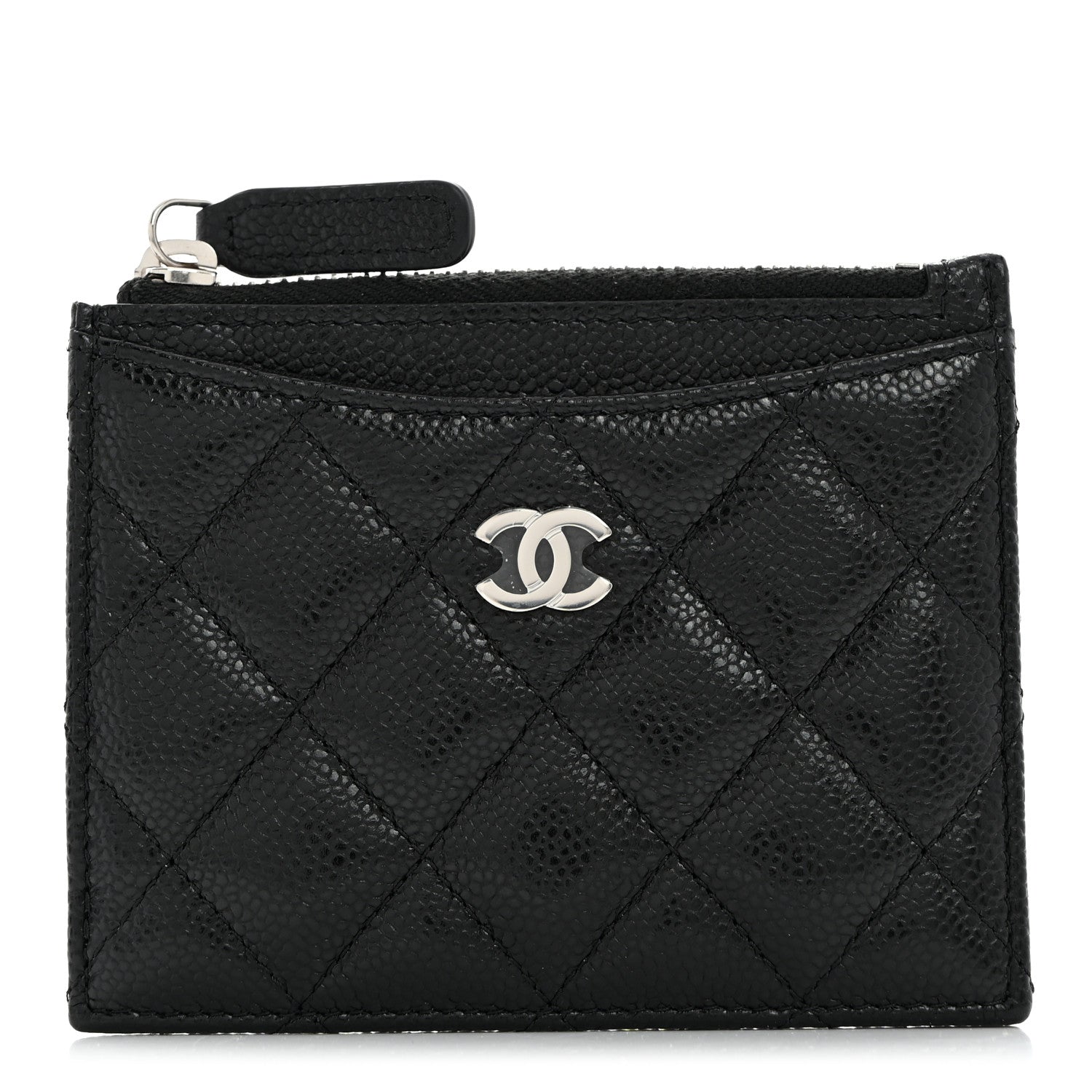 Chanel Caviar Quilted CC Zip Card Holder Black 1 of 8