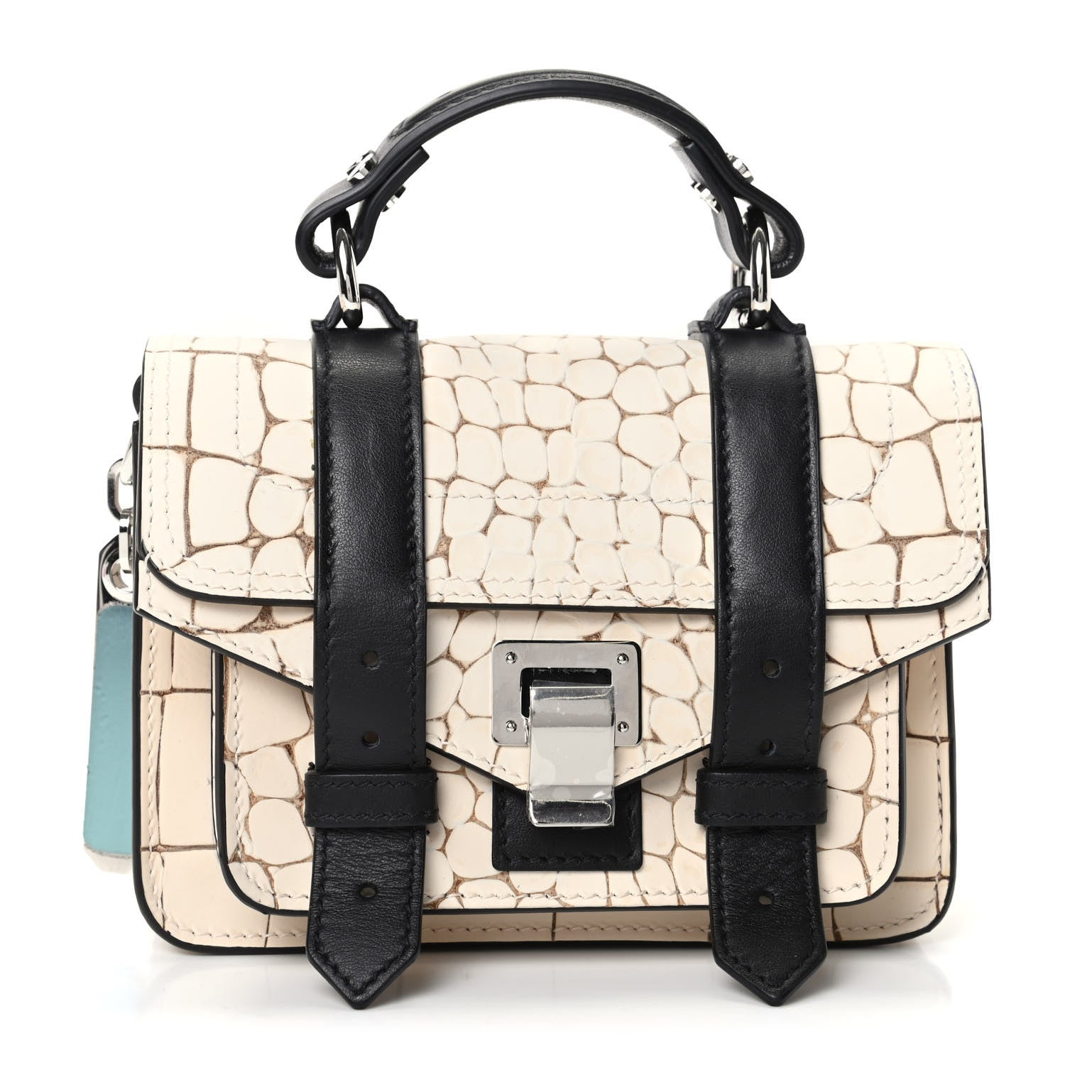 Proenza Schouler Calfskin Crocodile Embossed Micro PS1 Satchel Clay 1 of 7