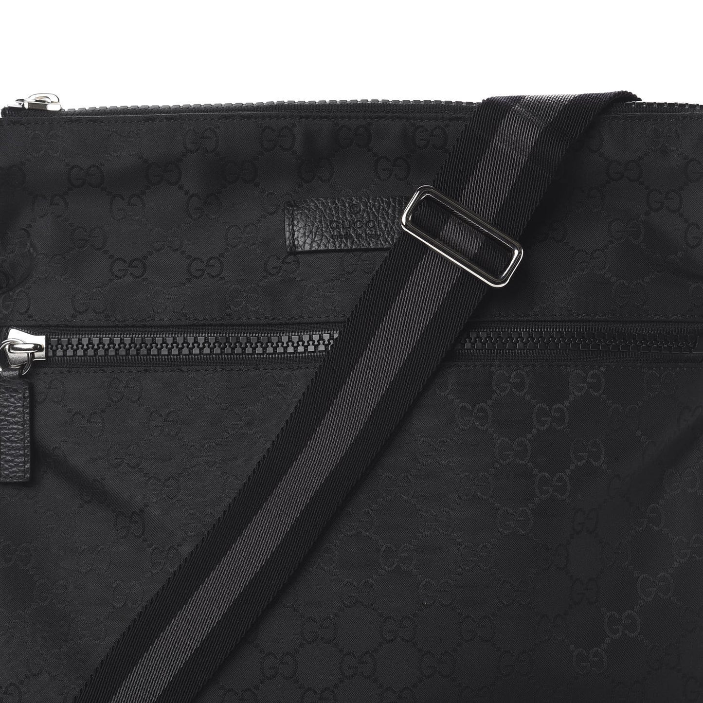 Nylon Monogram Medium Flat Messenger Bag Black
