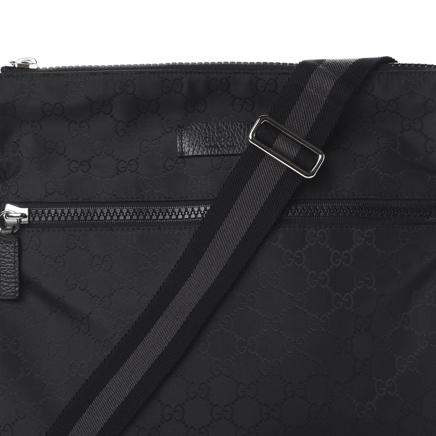 Gucci Nylon Monogram Medium Flat Messenger Bag Black 8 of 8
