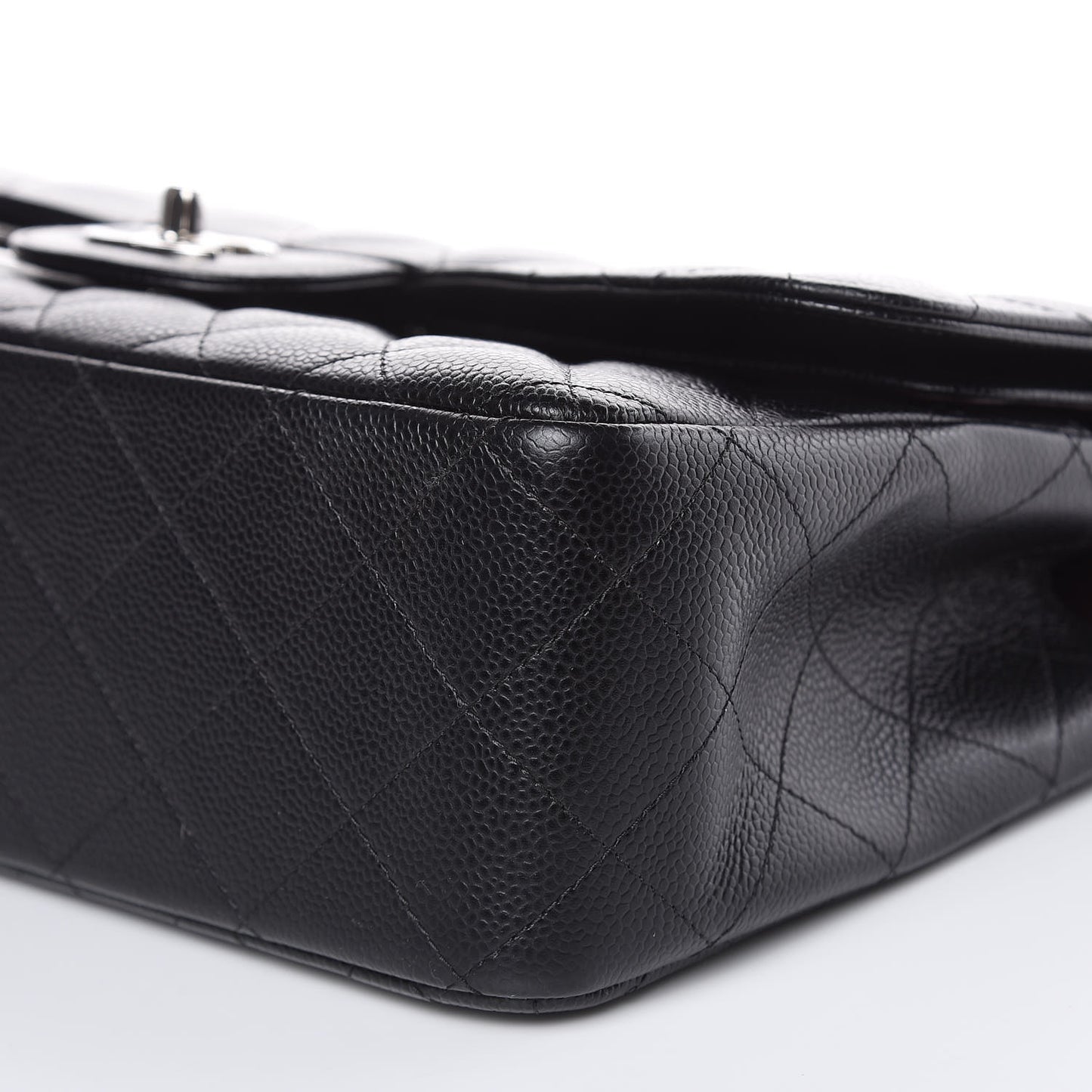 Caviar Quilted Jumbo Double Flap Black
