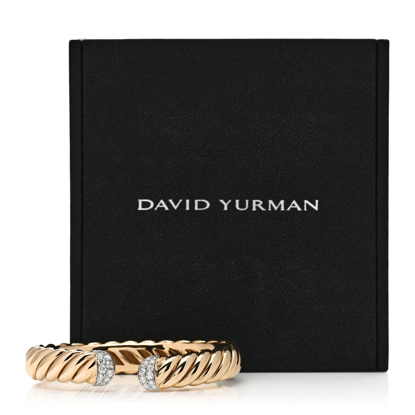 18K Yellow Gold Diamond 10mm Sculpted Cable Cuff Bracelet