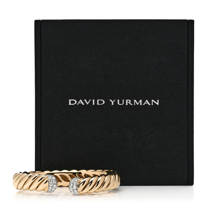 David Yurman 18K Yellow Gold Diamond 10mm Sculpted Cable Cuff Bracelet 4 of 4