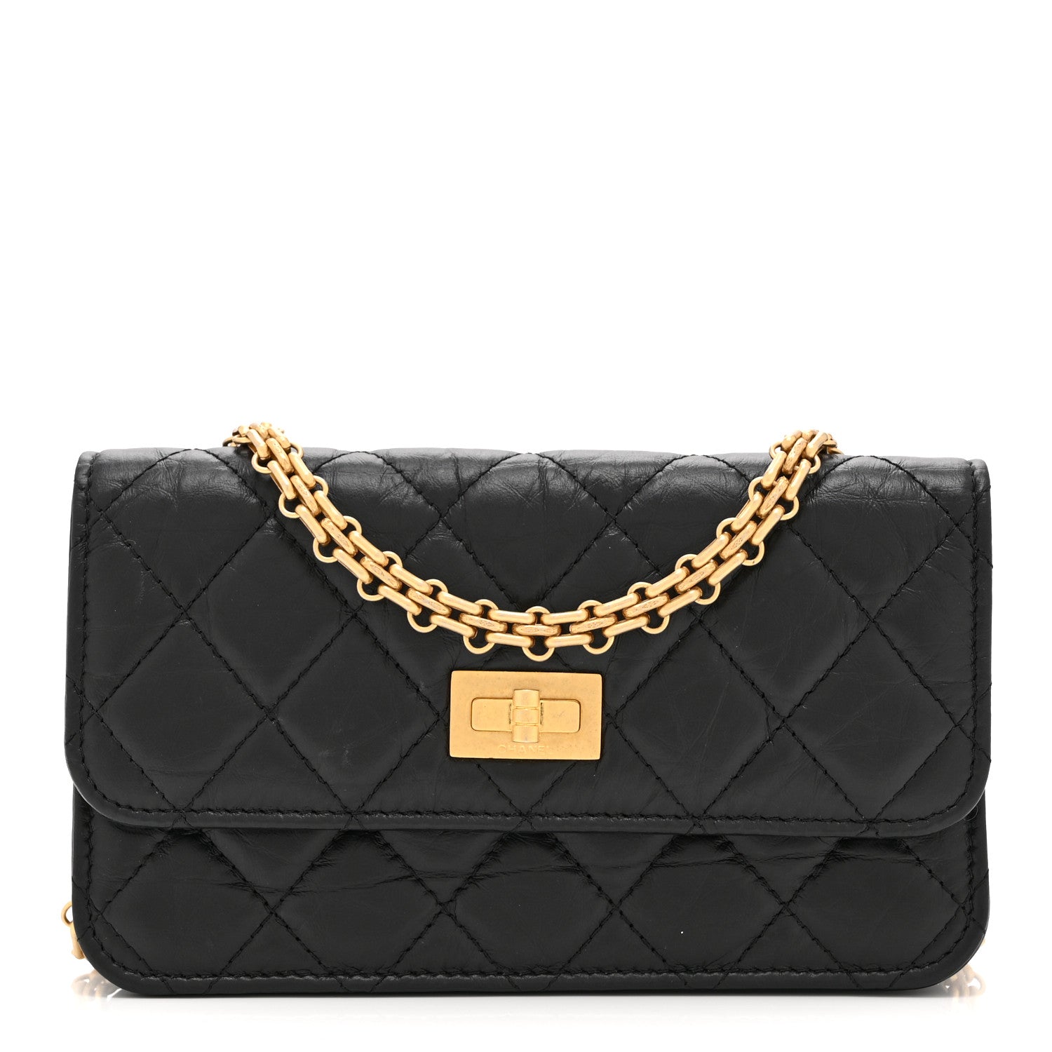Chanel Aged Calfskin Quilted Reissue Flap Phone Holder With Chain Black 1 of 11
