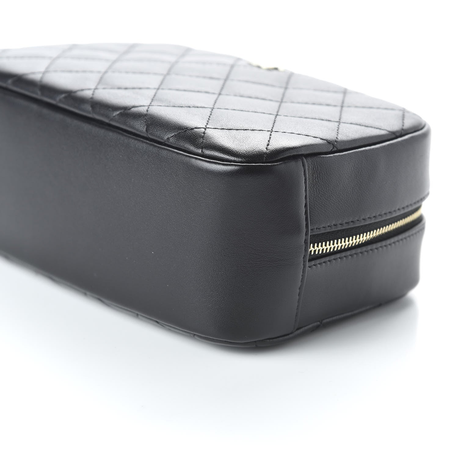 Chanel Lambskin Quilted Medium Curvy Pouch Cosmetic Case Black 7 of 11