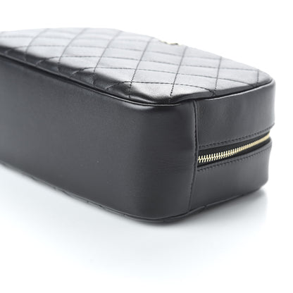 Chanel Lambskin Quilted Medium Curvy Pouch Cosmetic Case Black 7 of 11