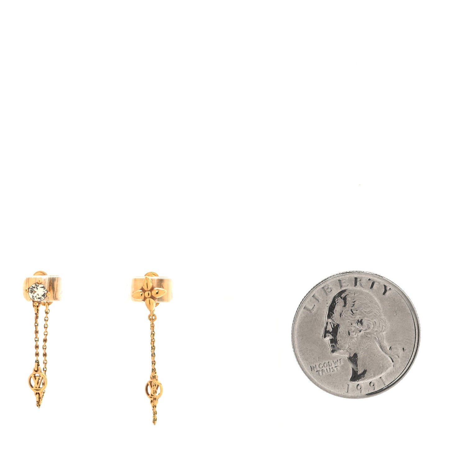 Metal Crystal Petit Louis Earrings Gold