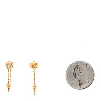 Louis Vuitton Metal Crystal Petit Louis Earrings Gold 2 of 5