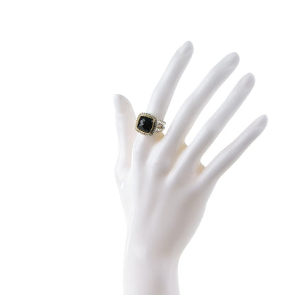 David Yurman Sterling Silver 18K Yellow Gold Diamond Black Onyx 11mm Albion Ring 51 5.75 2 of 4