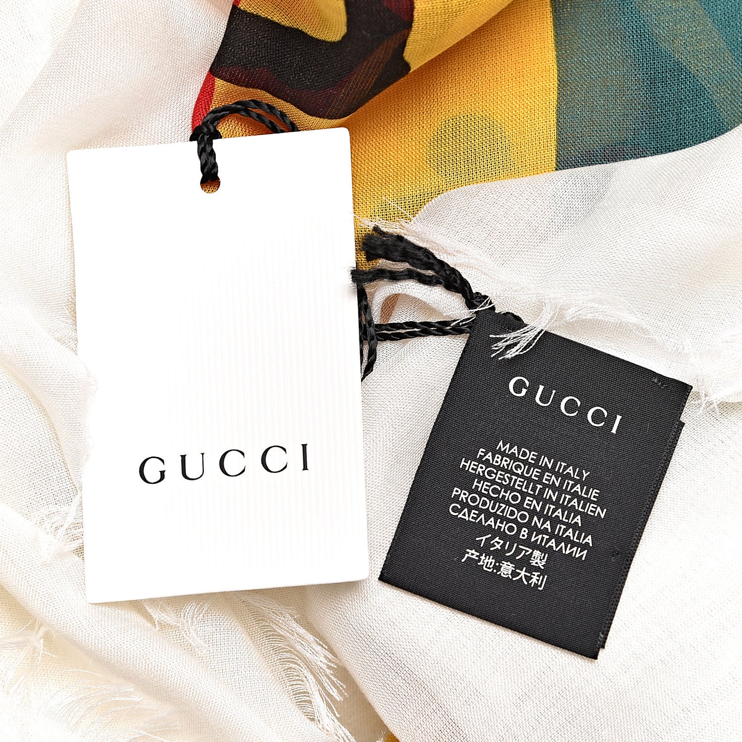 Modal Silk Coco Capitan Logo Square Scarf White