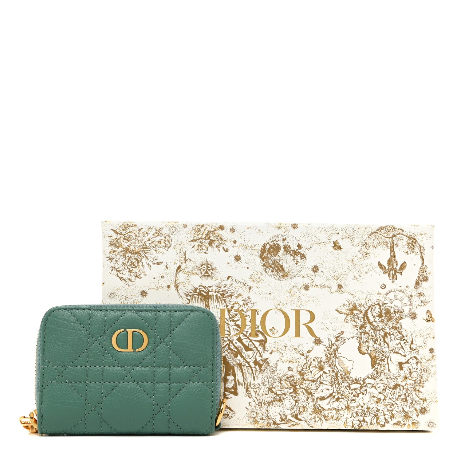 Christian Dior Grained Calfskin Supple Cannage Caro Compact Wallet Vert Tundra 11 of 11