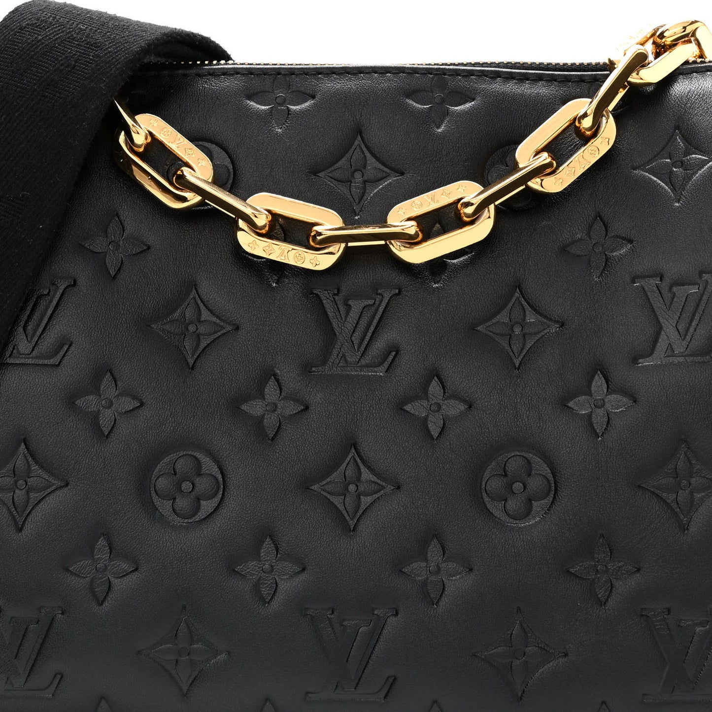 Lambskin Embossed Monogram Coussin PM Black