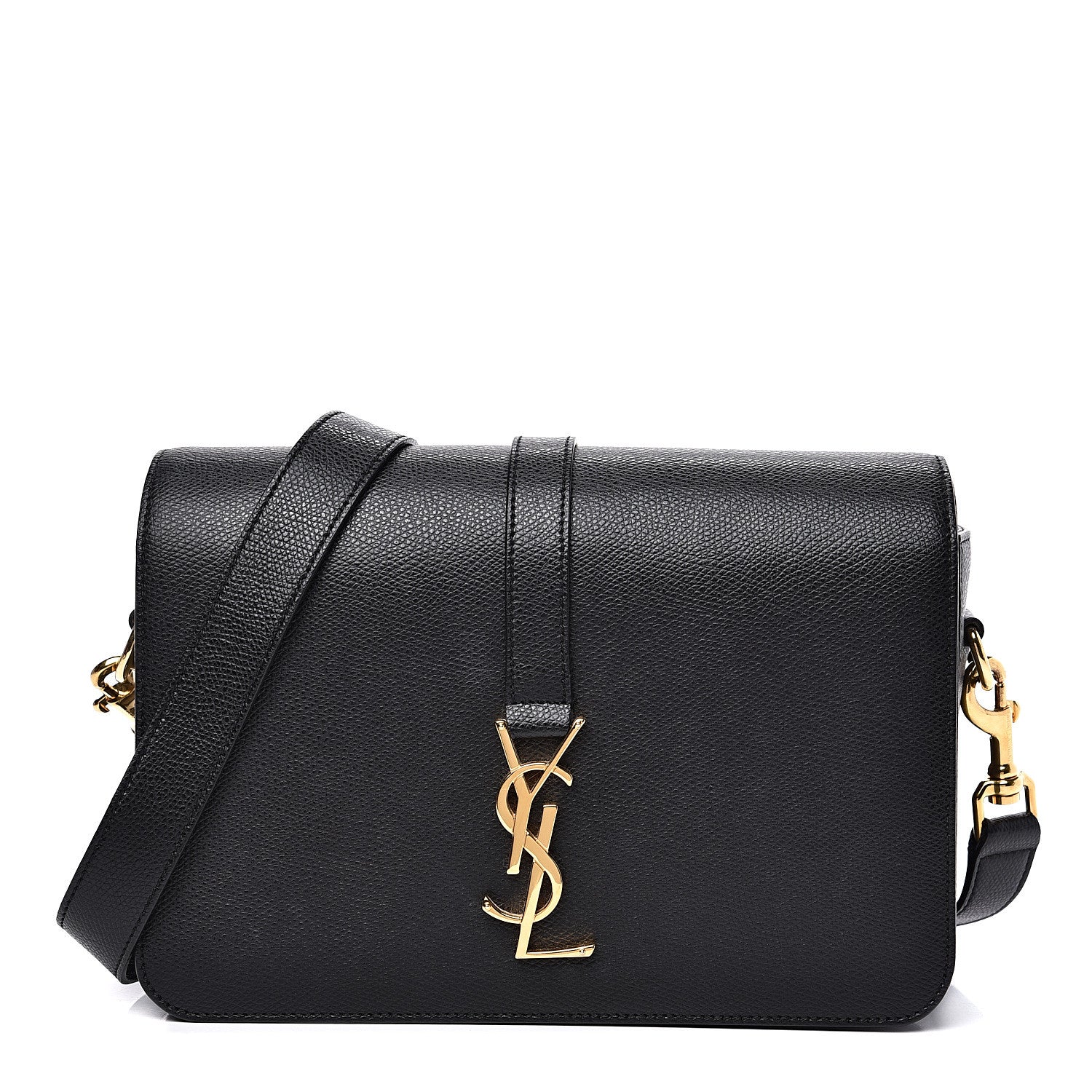 Saint Laurent Textured Calfskin Medium Classic Monogram Universite Bag Black 1 of 14