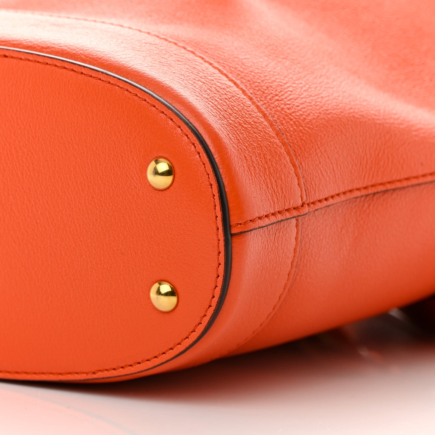 Softy Wonka Textured Dollar Calfskin Mini Diana Bucket Bag Deep Orange Spicy Cyclamin