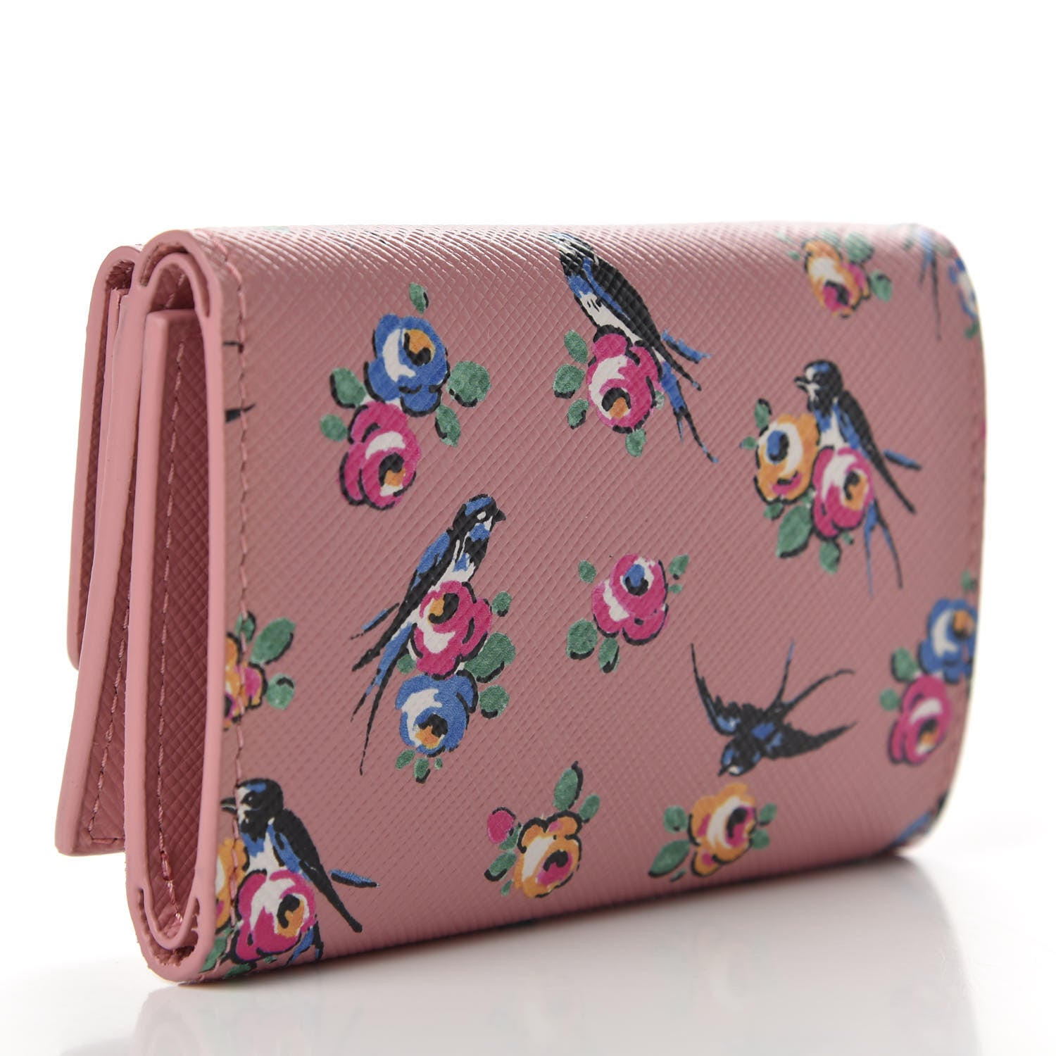 Prada Saffiano Small Swallow Tri-Fold Wallet Petalo 3 of 7