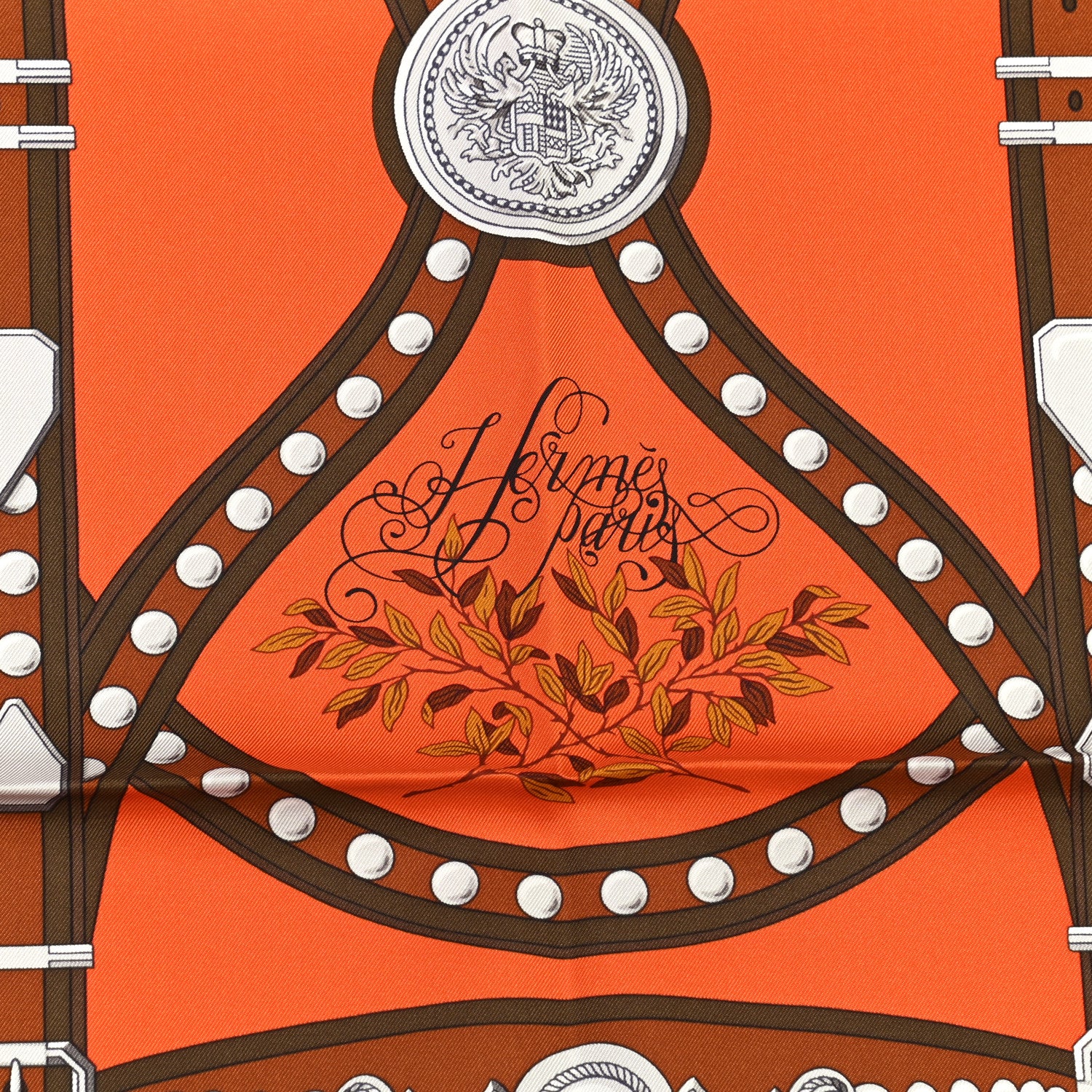 Hermes Silk Carre Grand Tralala Scarf 90 Potiron Carmel Kaki 2 of 6