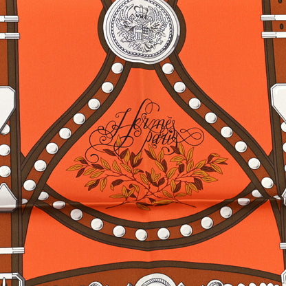 Hermes Silk Carre Grand Tralala Scarf 90 Potiron Carmel Kaki 2 of 6