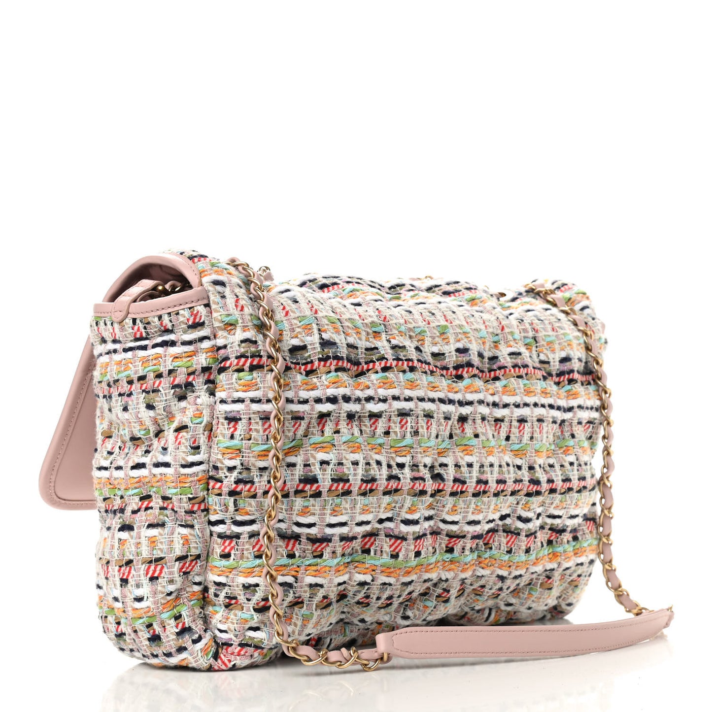 Tweed Bag Pink Flap Multicolor